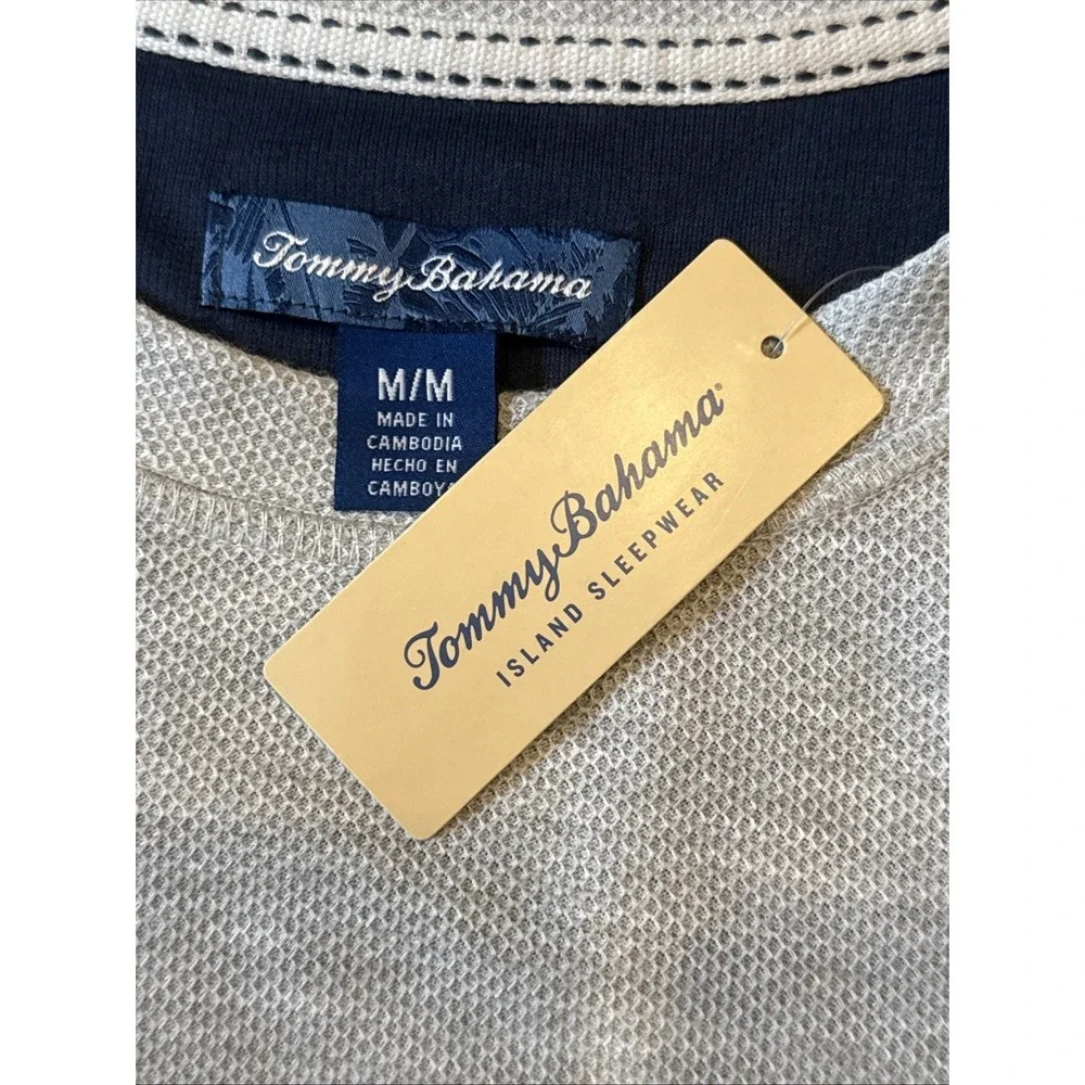 NWT Tommy Bahama Island Sleepwear Long Sleeve Men's Medium Beige Waffle Knit